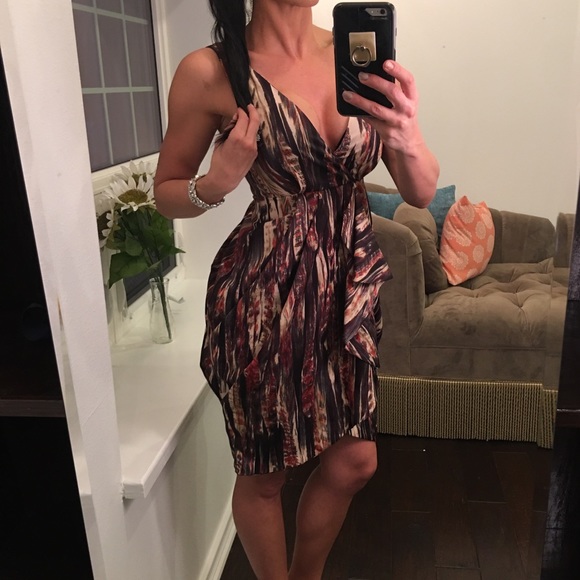 H&M multi color silky ruffle dress - Picture 2 of 8